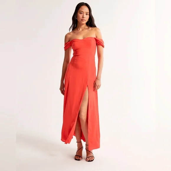 A&F Camille Off The Shoulder Maxi Dress, Medium Petite - Picture 1 of 7